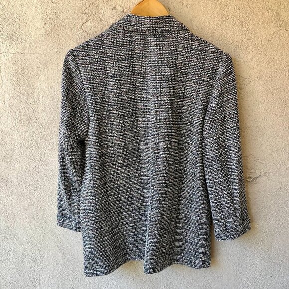 Nanette Lepore Boucle Black White Open Long Blazer Jacket Size S - Picture 4 of 4